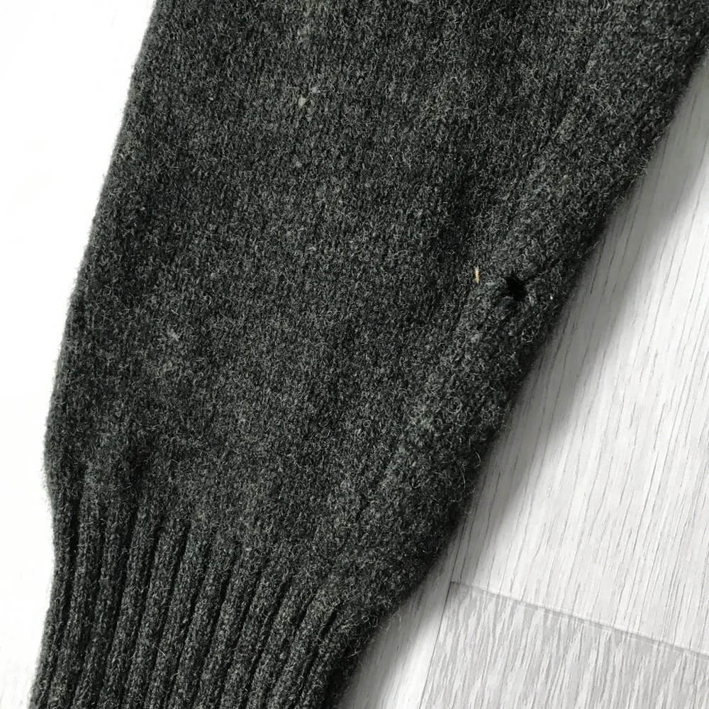J CREW GREEN WOOL FISHERMAN SHAWL COLLAR CHUNKY SWEATER MENS SMALL